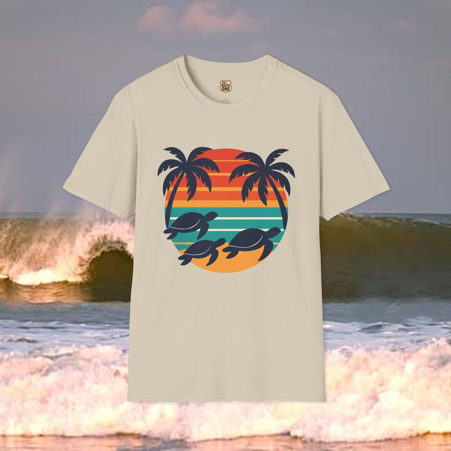 Sea Turtle Sun, Gildan 64000 Softstyle T-Shirt, Comfortable Graphic Tee, Casual Wear, Gift for Him/Her, Everyday Style, Summer Essential