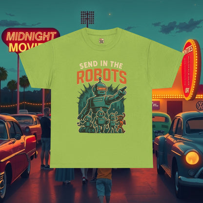 SEND IN THE ROBOTS Awesome Retro Sci-Fi t-shirt