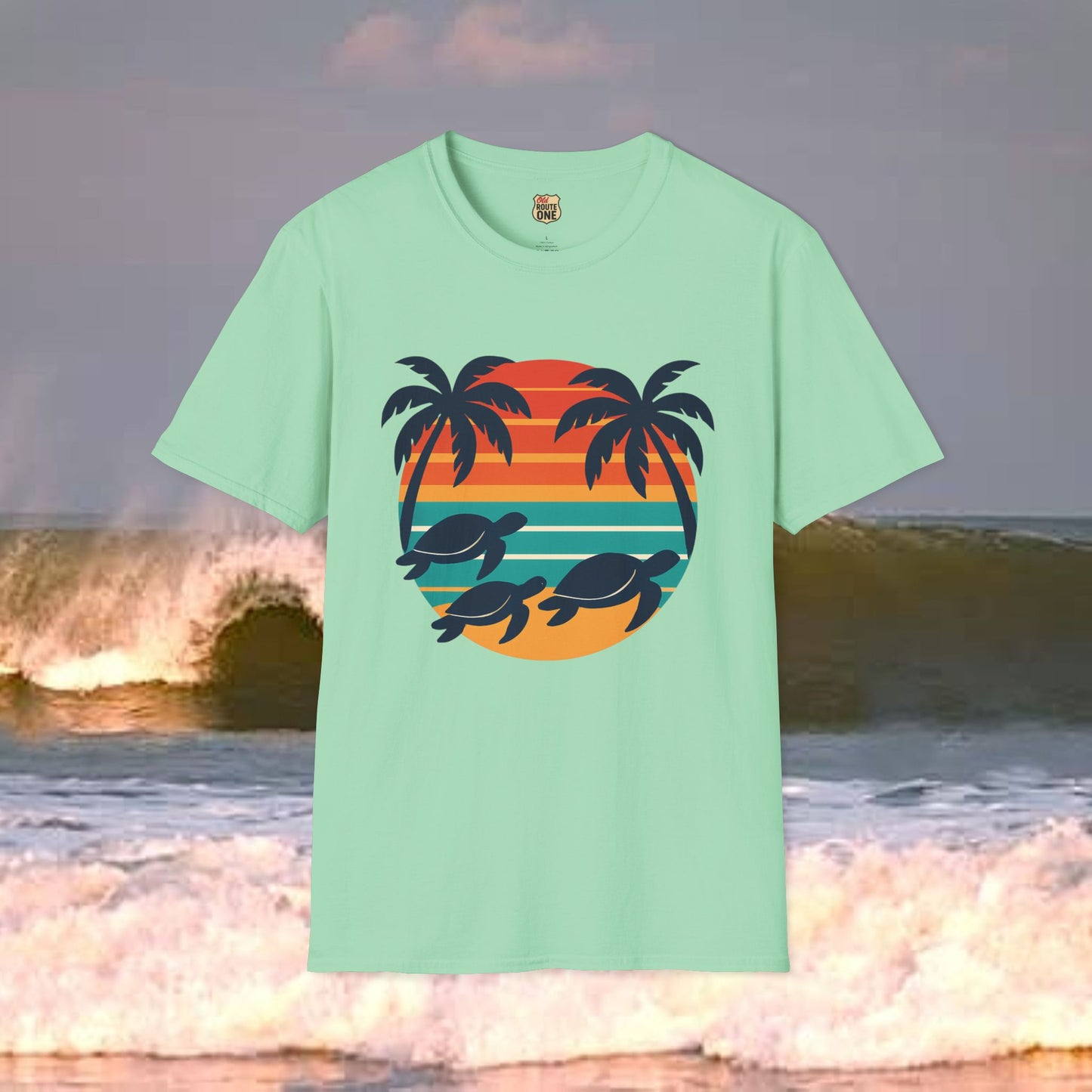 Sea Turtle Sun, Gildan 64000 Softstyle T-Shirt, Comfortable Graphic Tee, Casual Wear, Gift for Him/Her, Everyday Style, Summer Essential