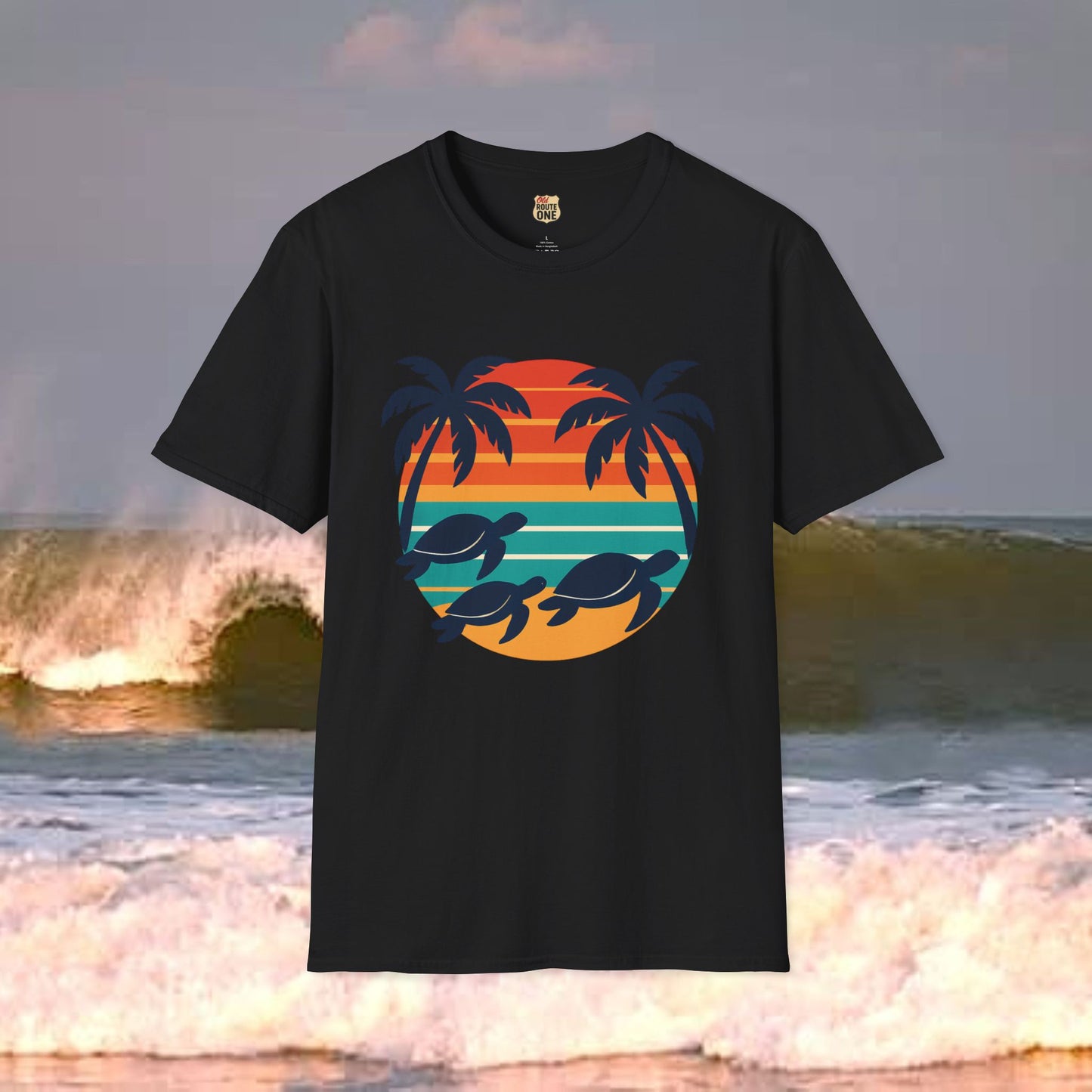 Sea Turtle Sun, Gildan 64000 Softstyle T-Shirt, Comfortable Graphic Tee, Casual Wear, Gift for Him/Her, Everyday Style, Summer Essential