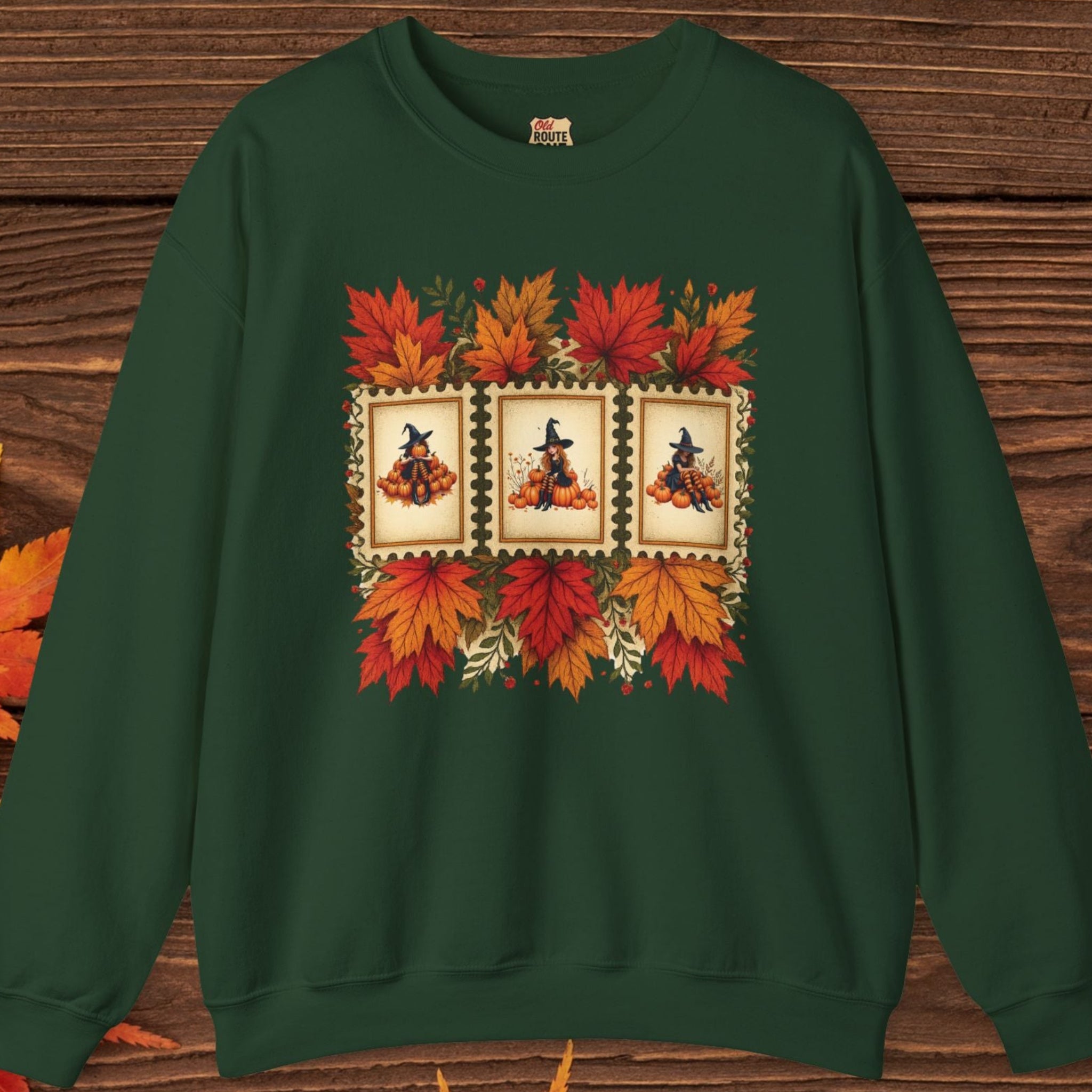 Autumn Leaves Witch Pumpkin Sweatshirt