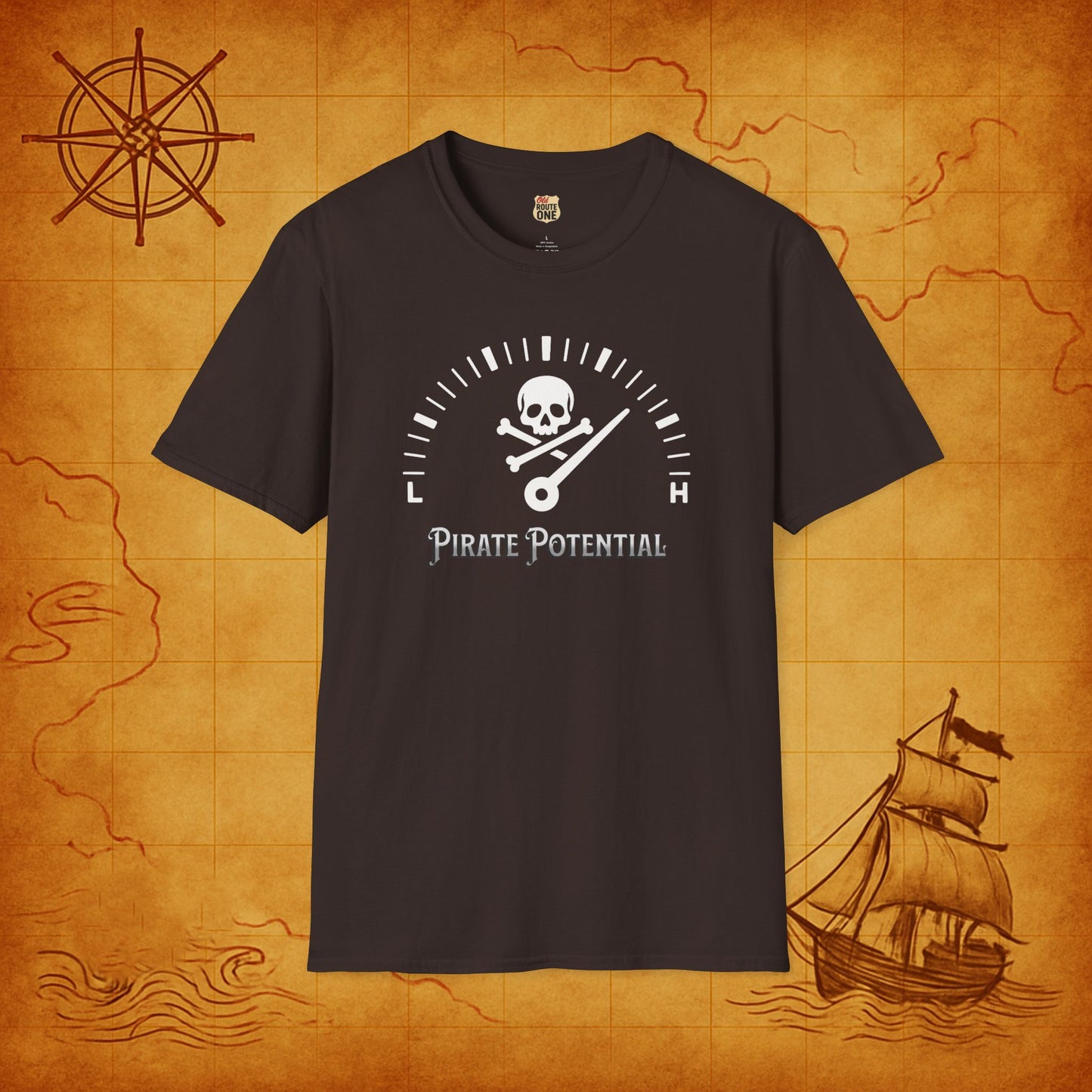 Pirate Potential T-Shirt, Fun Graphic Tee, Casual Gift Apparel, Perfect for Parties, For Him/Her