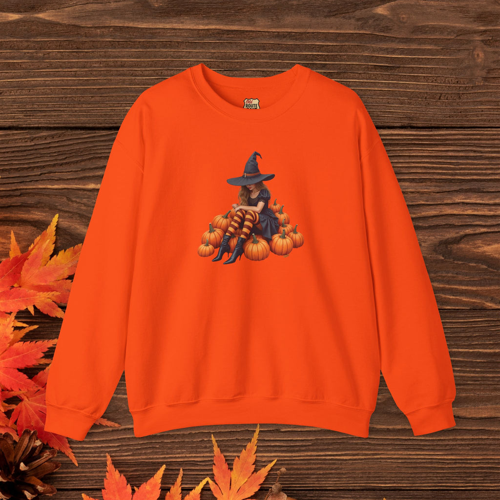 Shy Witch Halloween Pumpkin Sweatshirt