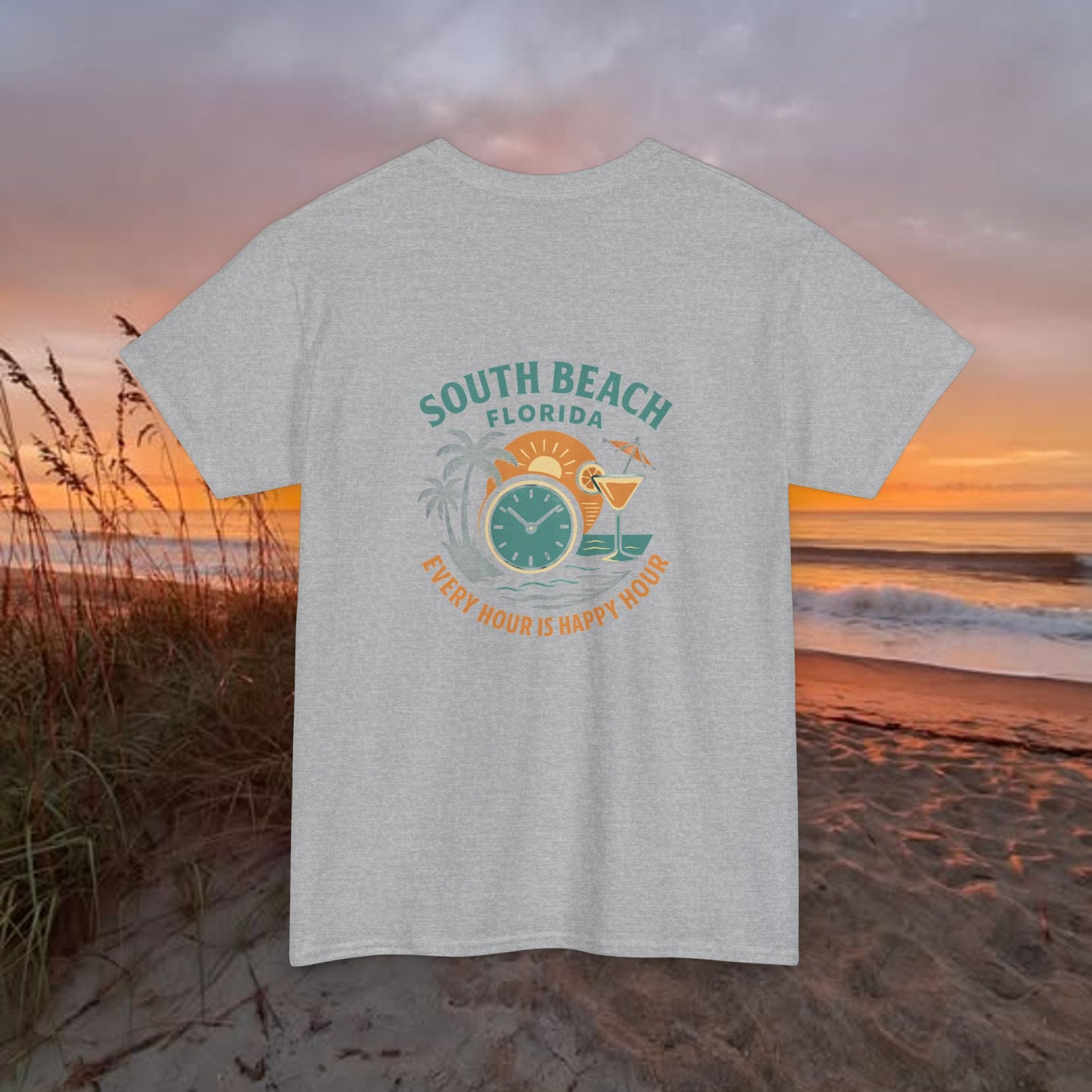 South Beach Florida Every Hour Is Happy Hour, Everyday Tees, Gift for Him/Her, Comfortable Fashion, Eco-Friendly