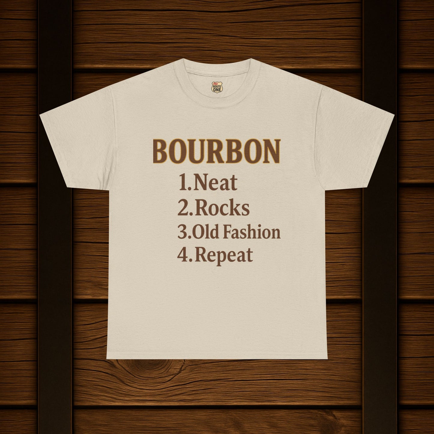 Bourbon Neat, Rocks, Old Fashion, Repeat T-shirt