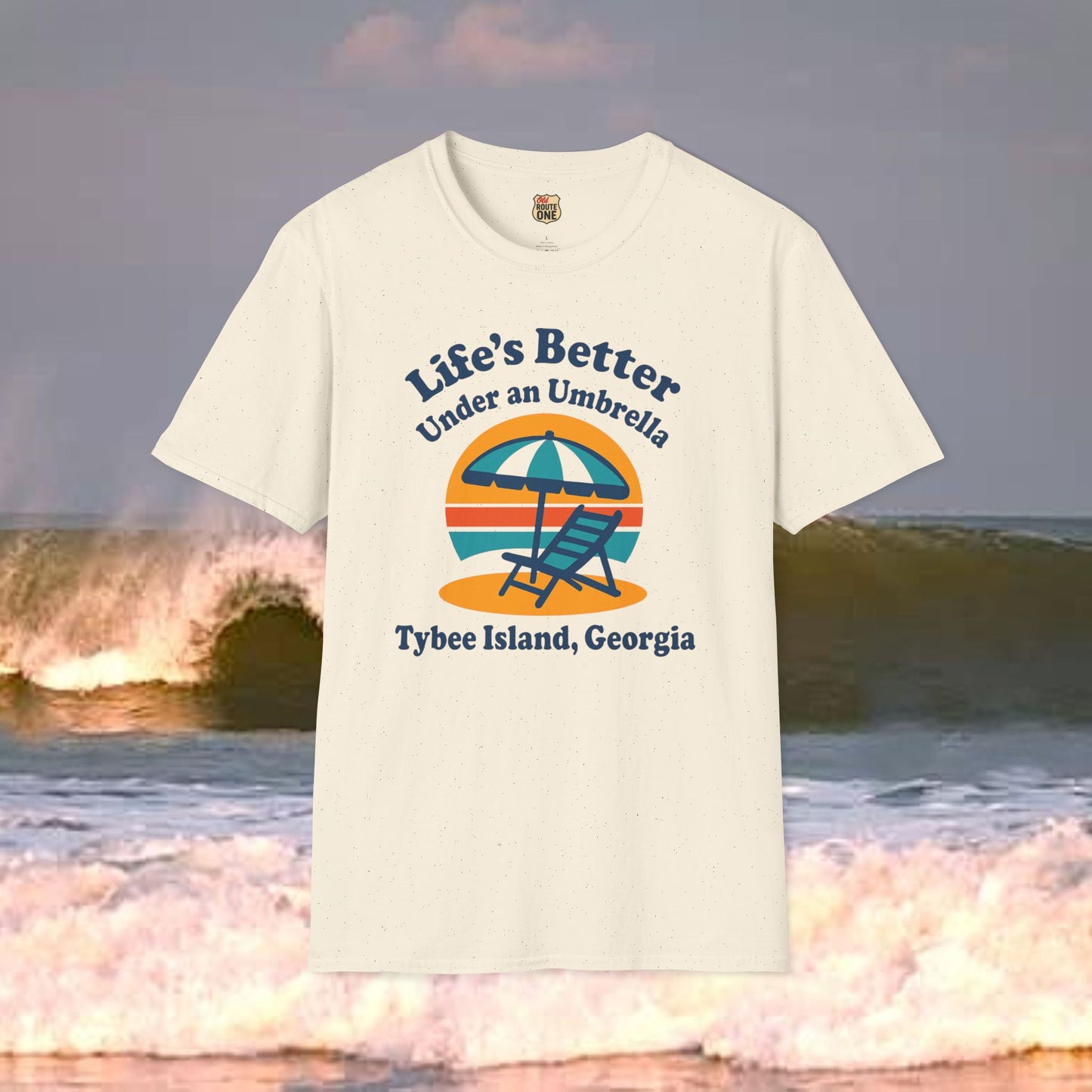Life's Better Under an Umbrella Tybee Island, Gildan 64000 Softstyle T-Shirt, Comfortable Graphic Tee, Casual Wear, Gift for Him/Her, Everyday Style, Summer Essential