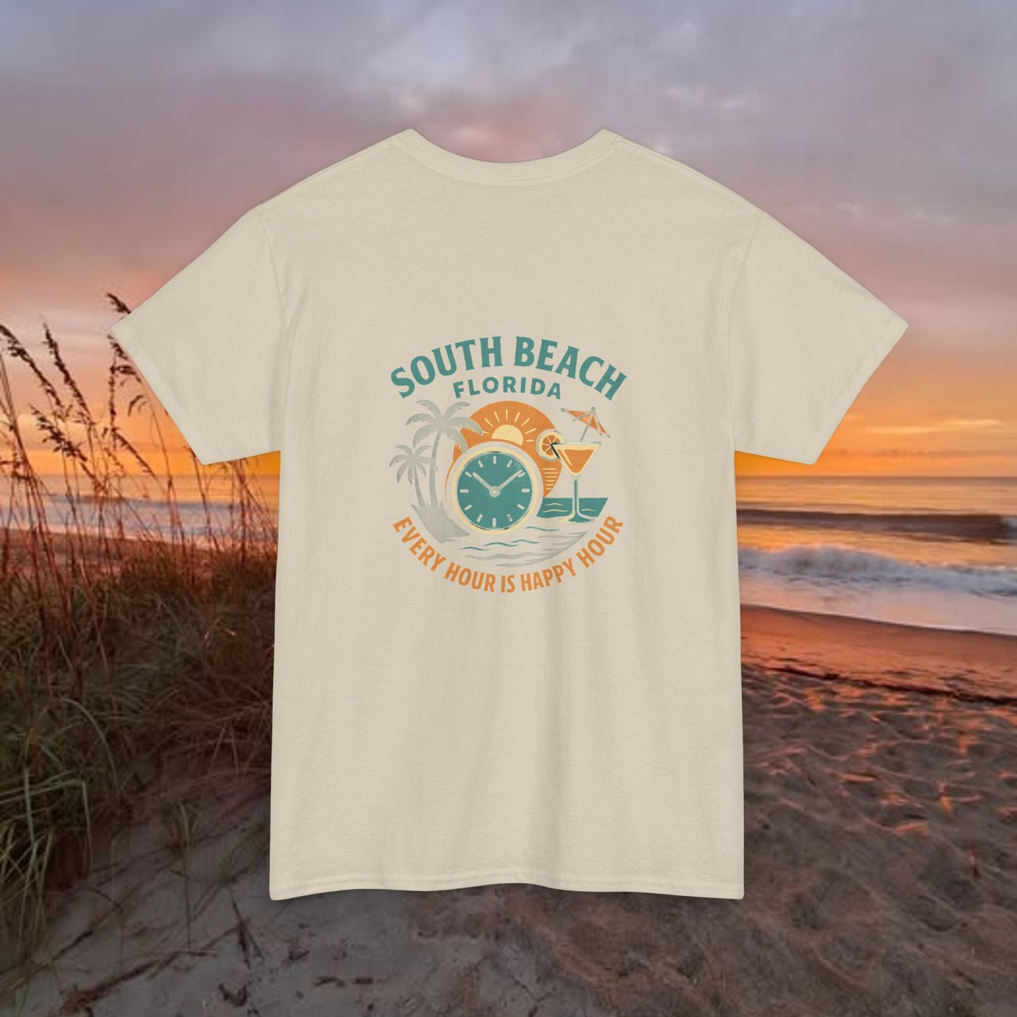 South Beach Florida Every Hour Is Happy Hour, Everyday Tees, Gift for Him/Her, Comfortable Fashion, Eco-Friendly