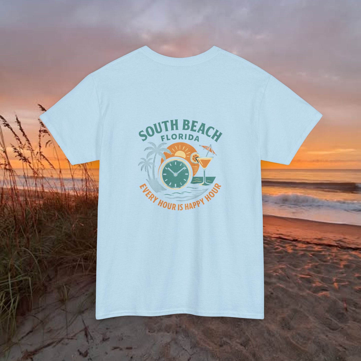South Beach Florida Every Hour Is Happy Hour, Everyday Tees, Gift for Him/Her, Comfortable Fashion, Eco-Friendly