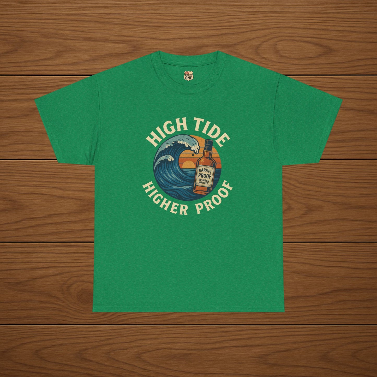 HIGH TIDE, HIGHER PROOF Cotton T-shirt, Stylish Casual Wear, Gift for Whiskey Enthusiasts, Perfect for Parties & Celebrations