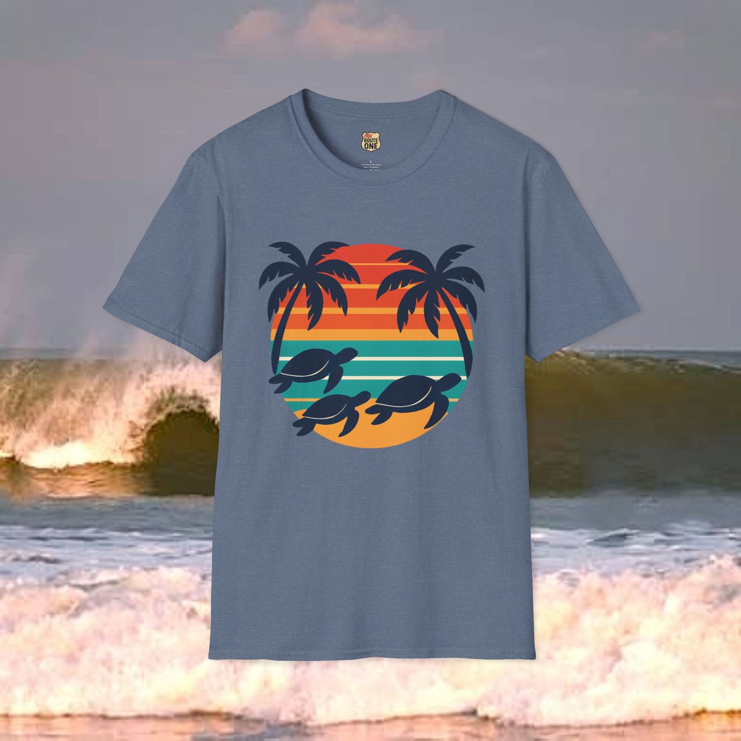 Sea Turtle Sun, Gildan 64000 Softstyle T-Shirt, Comfortable Graphic Tee, Casual Wear, Gift for Him/Her, Everyday Style, Summer Essential