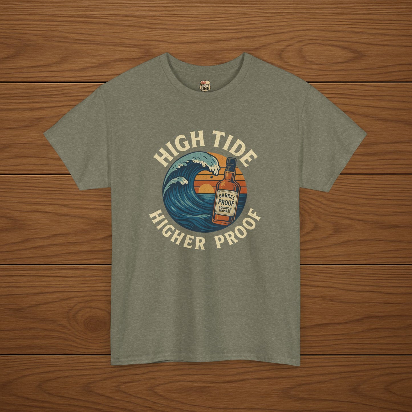 HIGH TIDE, HIGHER PROOF Cotton T-shirt, Stylish Casual Wear, Gift for Whiskey Enthusiasts, Perfect for Parties & Celebrations