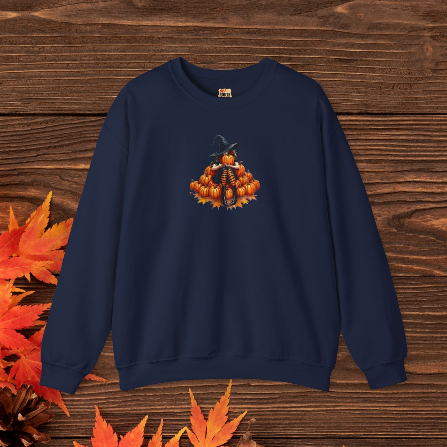 Cute Shy Witch Halloween Pumpkin Crewneck Sweatshirt Cozy Fall Apparel Season Gift for her  Unisex Sweatshirt Halloween Decor Fall Fashion