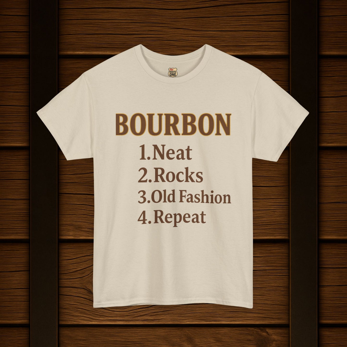 Bourbon Neat, Rocks, Old Fashion, Repeat T-shirt