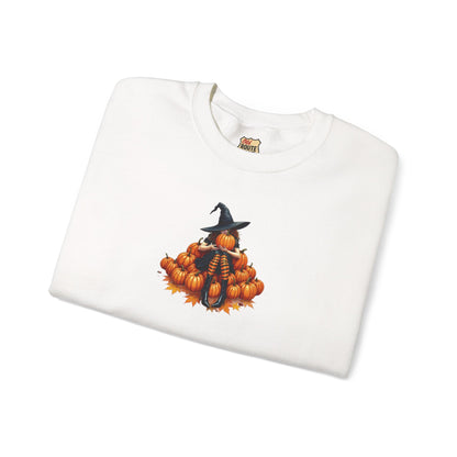 Cute Shy Witch Halloween Pumpkin Crewneck Sweatshirt Cozy Fall Apparel Season Gift for her  Unisex Sweatshirt Halloween Decor Fall Fashion