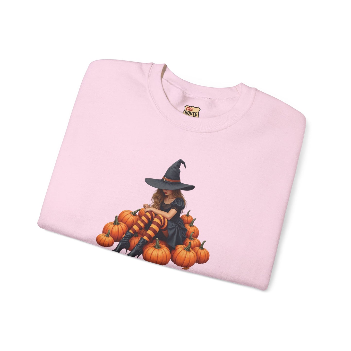 Shy Witch Halloween Pumpkin Crewneck Sweatshirt Cozy Fall Apparel Season Gift for her  Unisex Sweatshirt Halloween Decor Fall Fashion