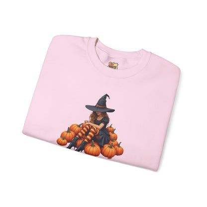 Shy Witch Halloween Pumpkin Crewneck Sweatshirt Cozy Fall Apparel Season Gift for her  Unisex Sweatshirt Halloween Decor Fall Fashion