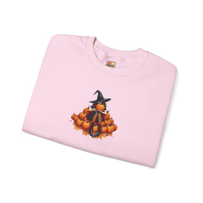 Cute Shy Witch Halloween Pumpkin Crewneck Sweatshirt Cozy Fall Apparel Season Gift for her  Unisex Sweatshirt Halloween Decor Fall Fashion