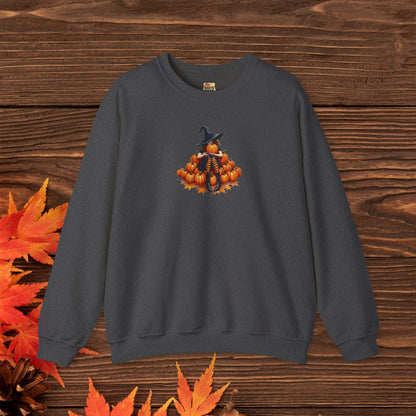 Cute Shy Witch Halloween Pumpkin Crewneck Sweatshirt Cozy Fall Apparel Season Gift for her  Unisex Sweatshirt Halloween Decor Fall Fashion