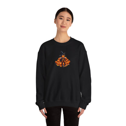 Cute Shy Witch Halloween Pumpkin Crewneck Sweatshirt Cozy Fall Apparel Season Gift for her  Unisex Sweatshirt Halloween Decor Fall Fashion