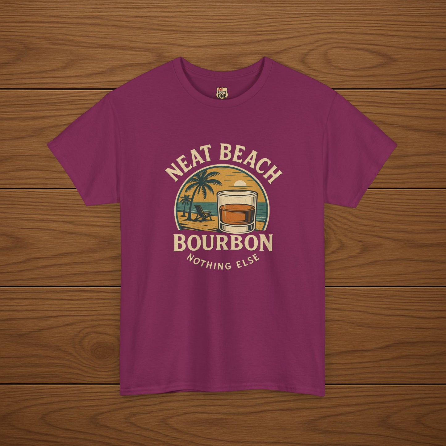 NEAT BEACH Cotton T-shirt, Stylish Casual Wear, Gift for Whiskey Enthusiasts, Perfect for Parties & Celebrations