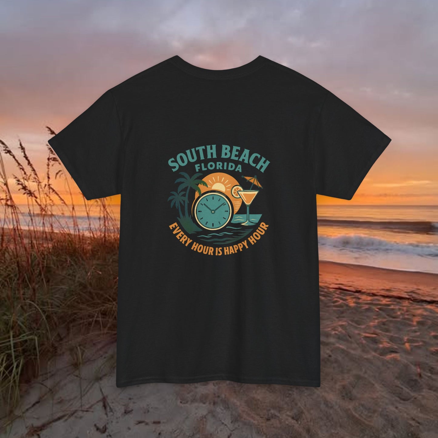 South Beach Florida Every Hour Is Happy Hour, Everyday Tees, Gift for Him/Her, Comfortable Fashion, Eco-Friendly