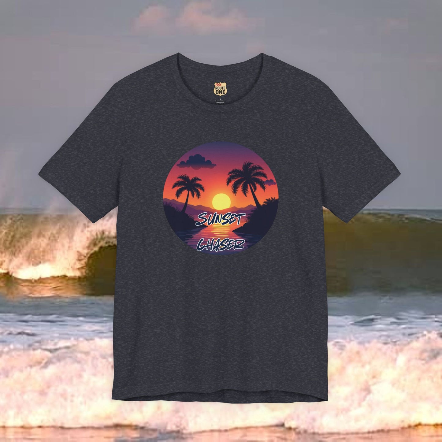 Sunset Chaser T-shirt,  tropical palms, comfy cozy beach shirt