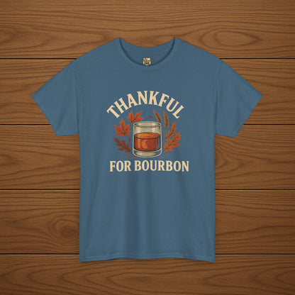 THANKFUL FOR BOURBON Cotton T-shirt, Stylish Casual Wear, Gift for Whiskey Enthusiasts, Perfect for Parties & Celebrations