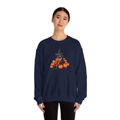 Shy Witch Halloween Pumpkin Crewneck Sweatshirt Cozy Fall Apparel Season Gift for her  Unisex Sweatshirt Halloween Decor Fall Fashion