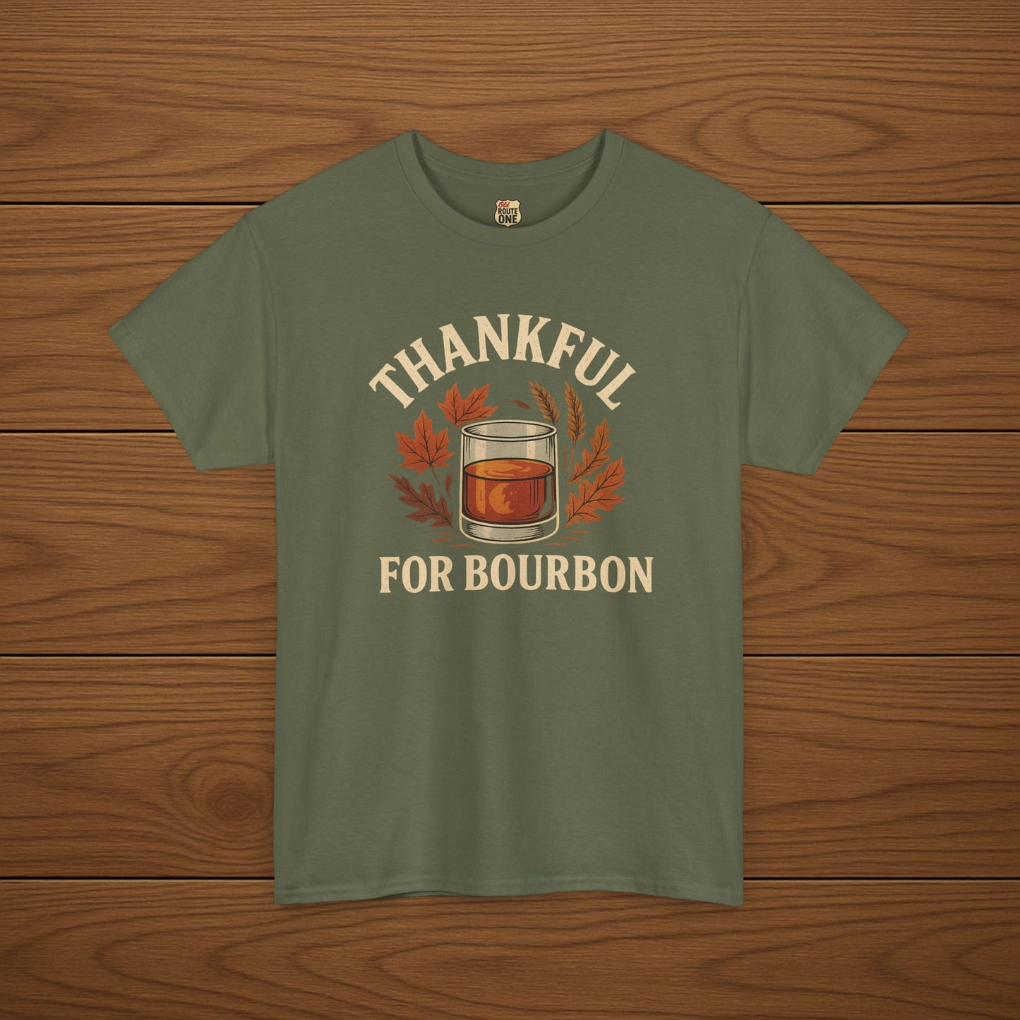 THANKFUL FOR BOURBON Cotton T-shirt, Stylish Casual Wear, Gift for Whiskey Enthusiasts, Perfect for Parties & Celebrations