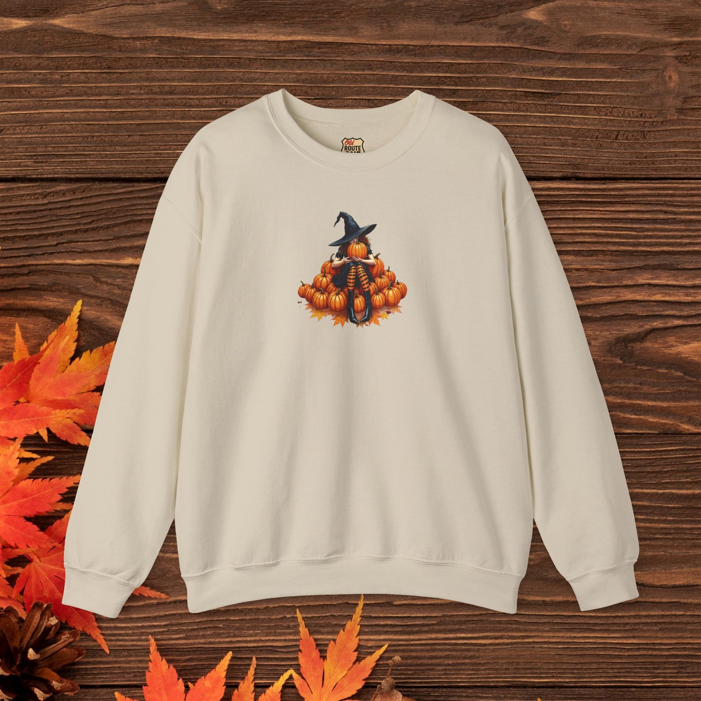 Cute Shy Witch Halloween Pumpkin Crewneck Sweatshirt Cozy Fall Apparel Season Gift for her  Unisex Sweatshirt Halloween Decor Fall Fashion