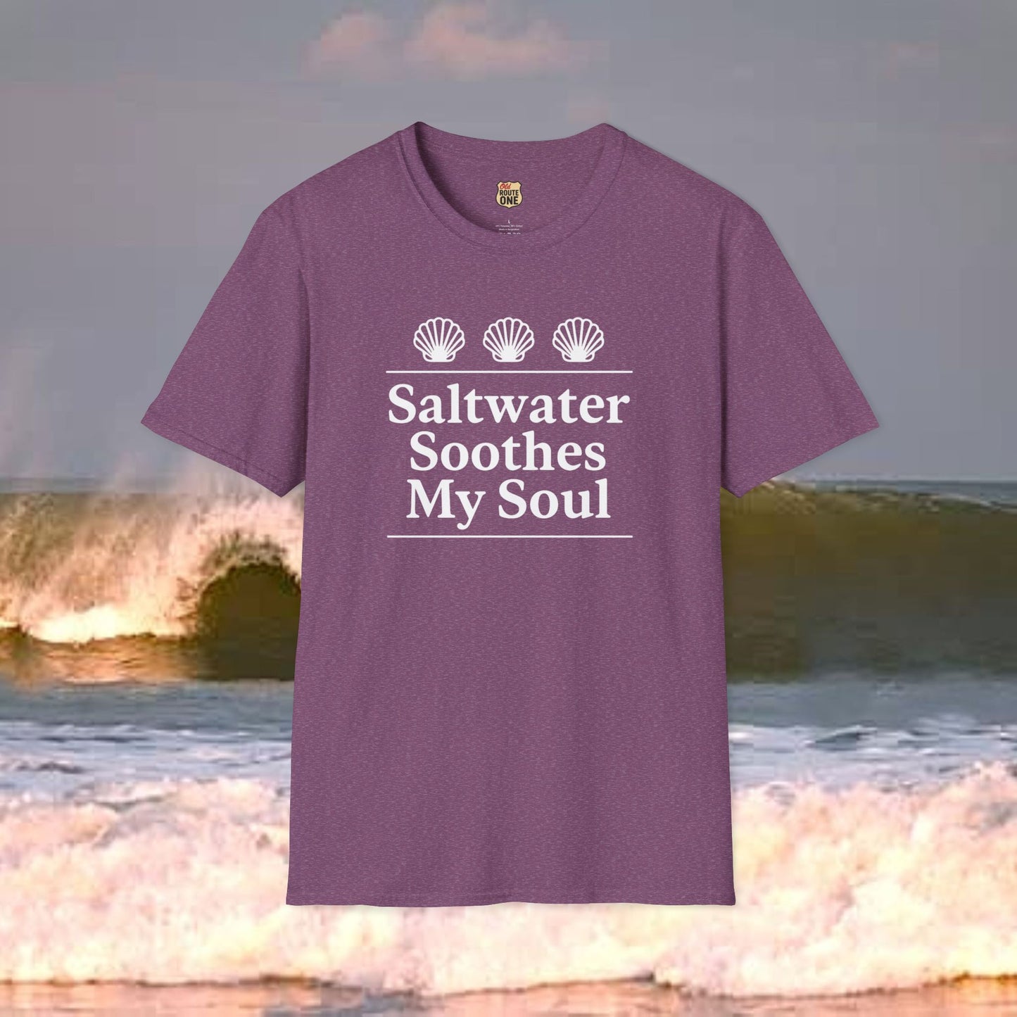Saltwater Soothes My Soul shell t-shirt, Gildan 64000 Softstyle T-Shirt, Comfortable Graphic Tee, Casual Wear, Gift for Him/Her, Everyday Style, Summer Essential