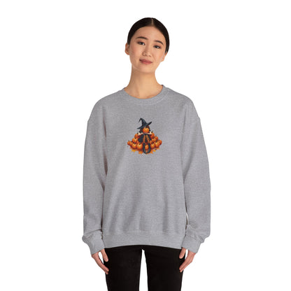 Cute Shy Witch Halloween Pumpkin Crewneck Sweatshirt Cozy Fall Apparel Season Gift for her  Unisex Sweatshirt Halloween Decor Fall Fashion