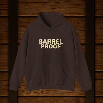 Barrel Proof Hoodie — Vintage Whiskey Label Sweatshirt