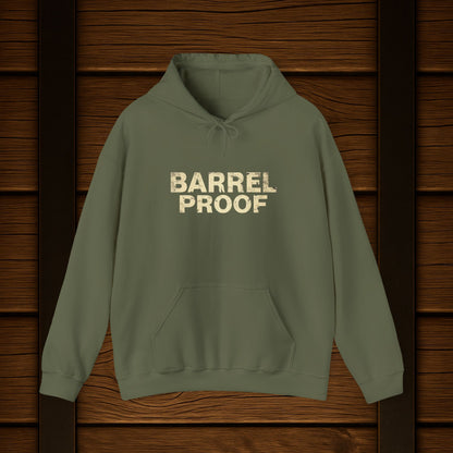 Barrel Proof Hoodie — Vintage Whiskey Label Sweatshirt