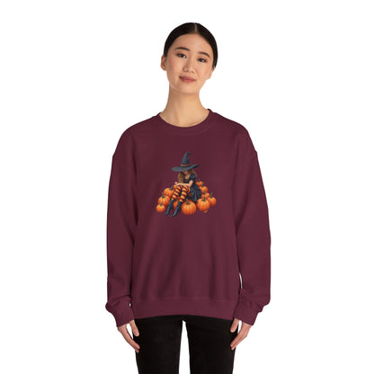 Shy Witch Halloween Pumpkin Crewneck Sweatshirt Cozy Fall Apparel Season Gift for her  Unisex Sweatshirt Halloween Decor Fall Fashion