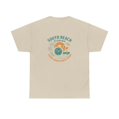 South Beach Florida Every Hour Is Happy Hour, Everyday Tees, Gift for Him/Her, Comfortable Fashion, Eco-Friendly
