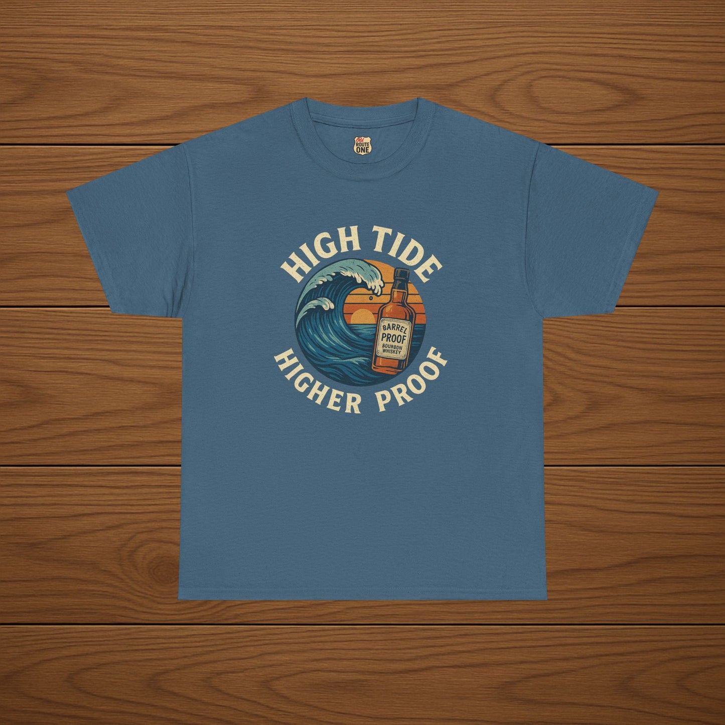 HIGH TIDE, HIGHER PROOF Cotton T-shirt, Stylish Casual Wear, Gift for Whiskey Enthusiasts, Perfect for Parties & Celebrations