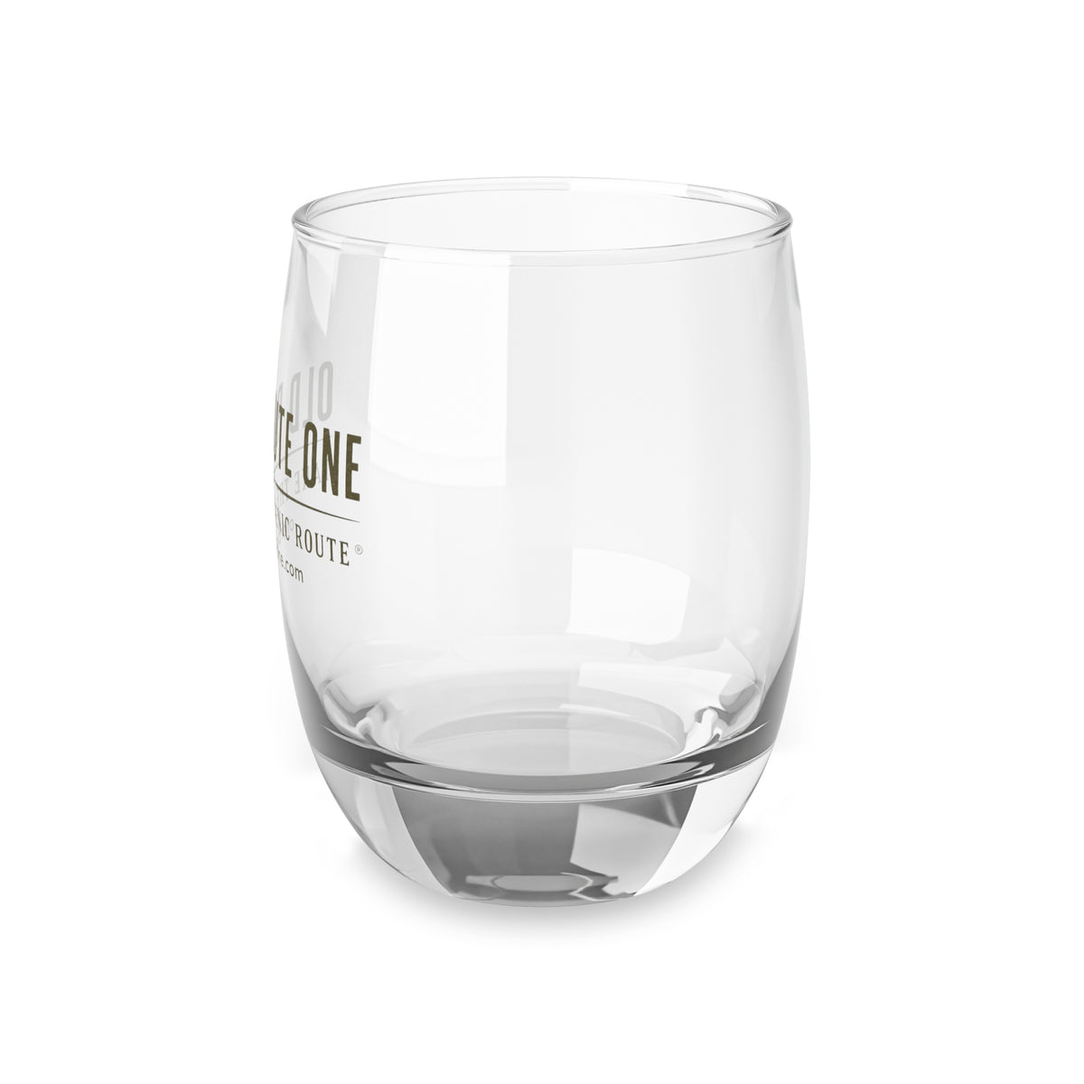 Whiskey Glass — "Old Route One" Engraved Stemless Whiskey Tumbler, Take the Scenic Route