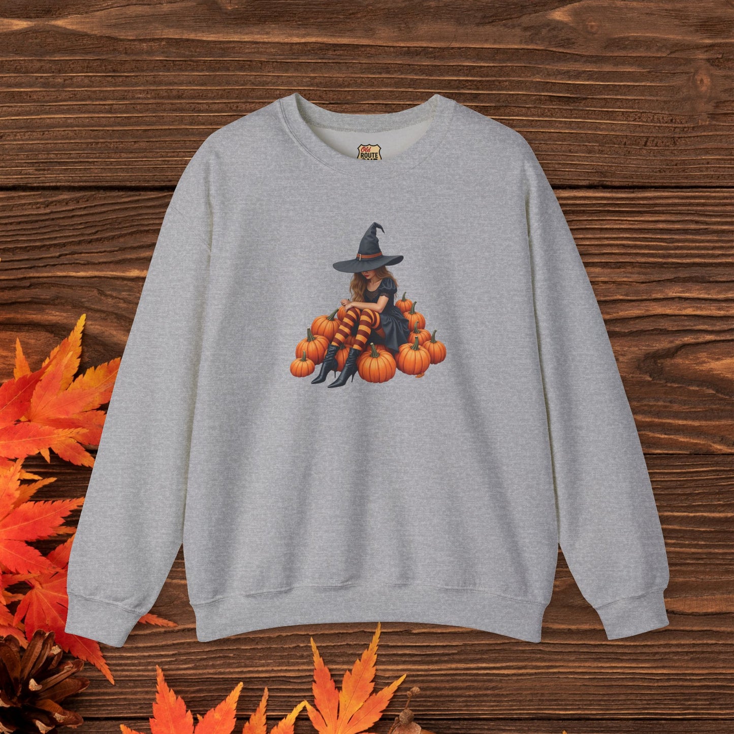 Shy Witch Halloween Pumpkin Crewneck Sweatshirt Cozy Fall Apparel Season Gift for her  Unisex Sweatshirt Halloween Decor Fall Fashion