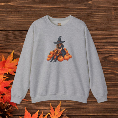 Shy Witch Halloween Pumpkin Crewneck Sweatshirt Cozy Fall Apparel Season Gift for her  Unisex Sweatshirt Halloween Decor Fall Fashion