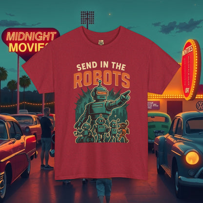 SEND IN THE ROBOTS Awesome Retro Sci-Fi t-shirt